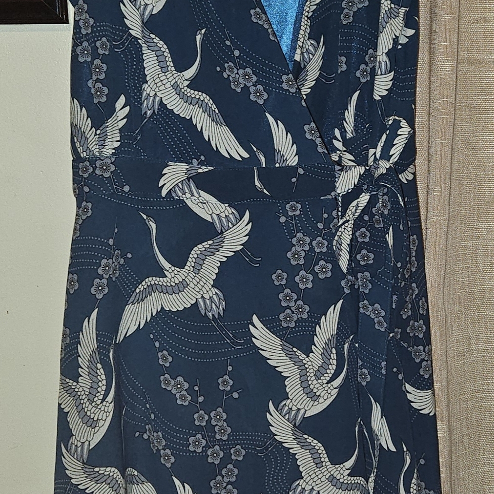 L.A. Soul Blue Crane Print Wrap Dress